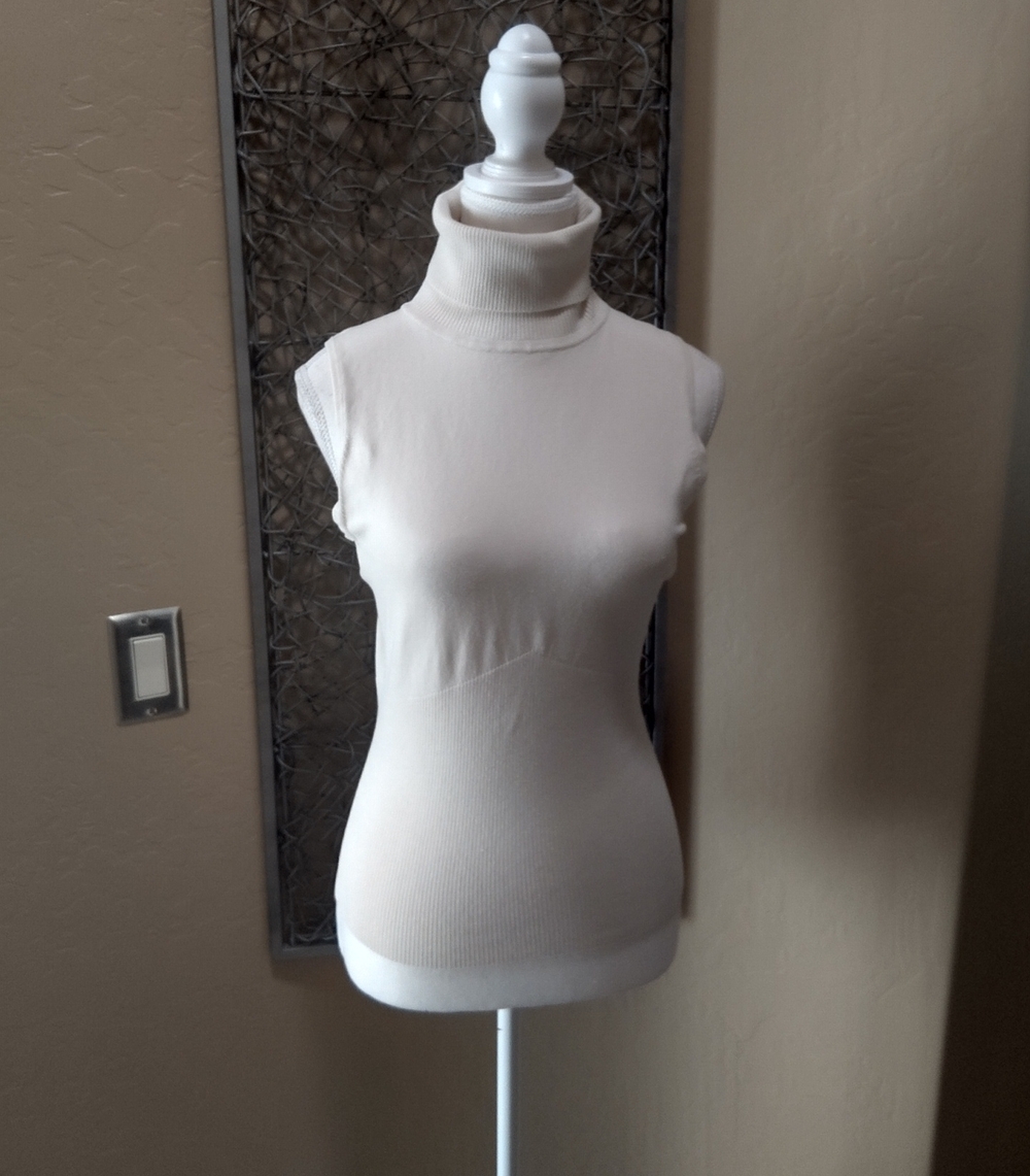 White House Black Market Silk Blend Sleeveless Turtleneck